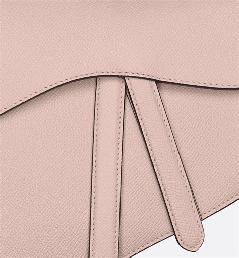 Saddle Bag with Strap Powder Pink Grained Calfskin .